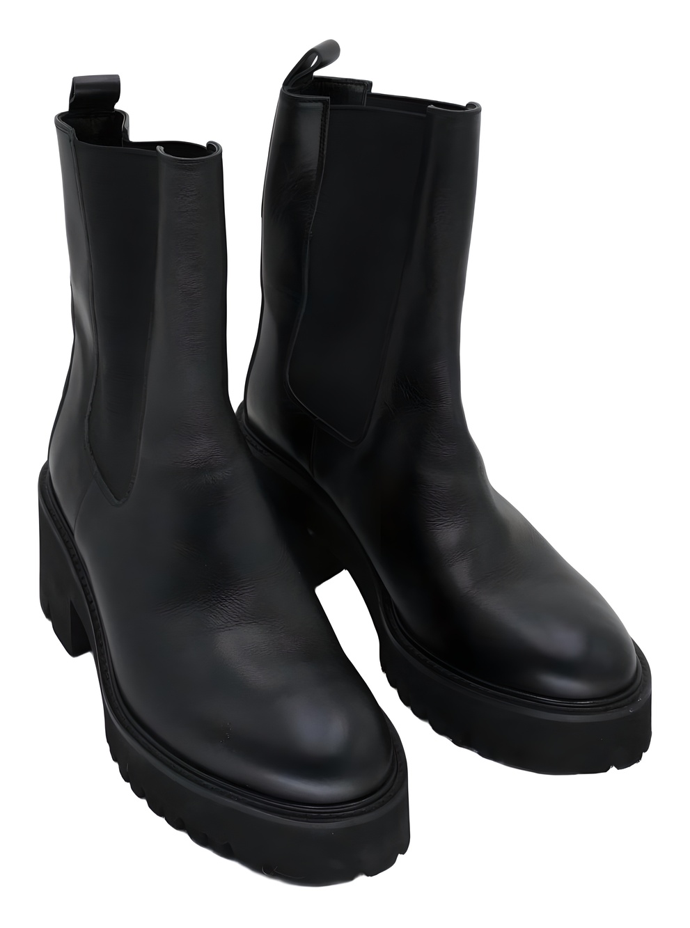 Lavorazione Black Leather Lug Sole Chelsea Tall Boots Size 9.5M